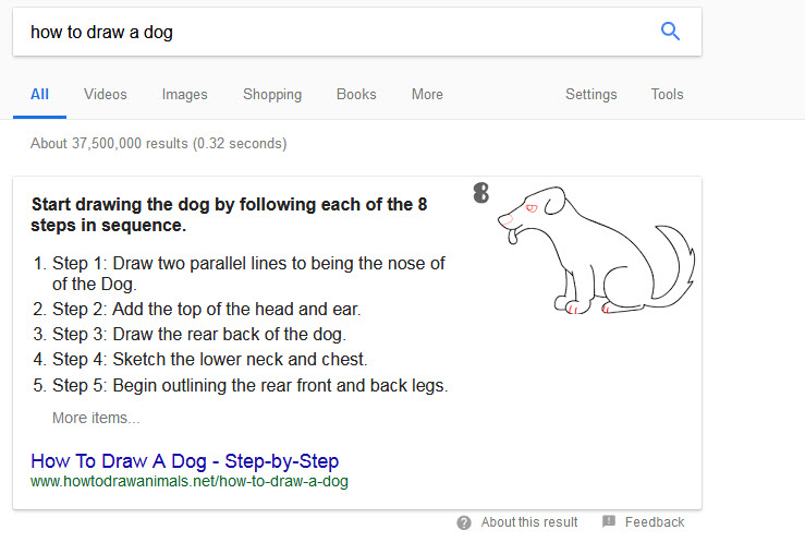 An example of a Google Featured Snippet