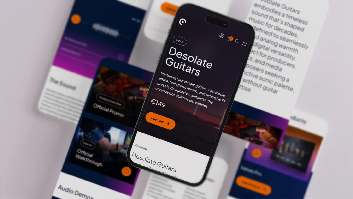 Mobile screens with website mockup