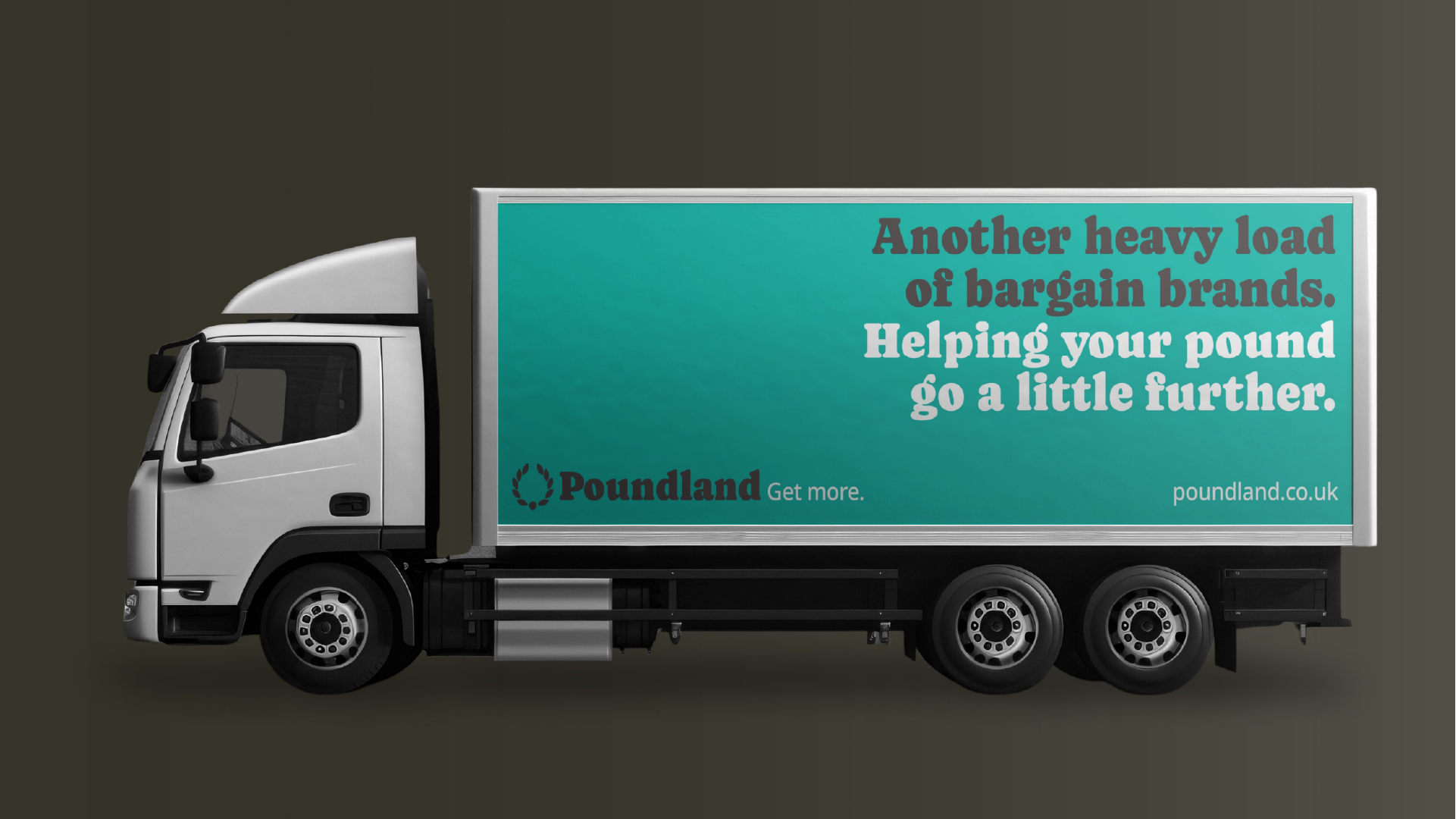 Poundland re-brand advertising on the side of a lorry