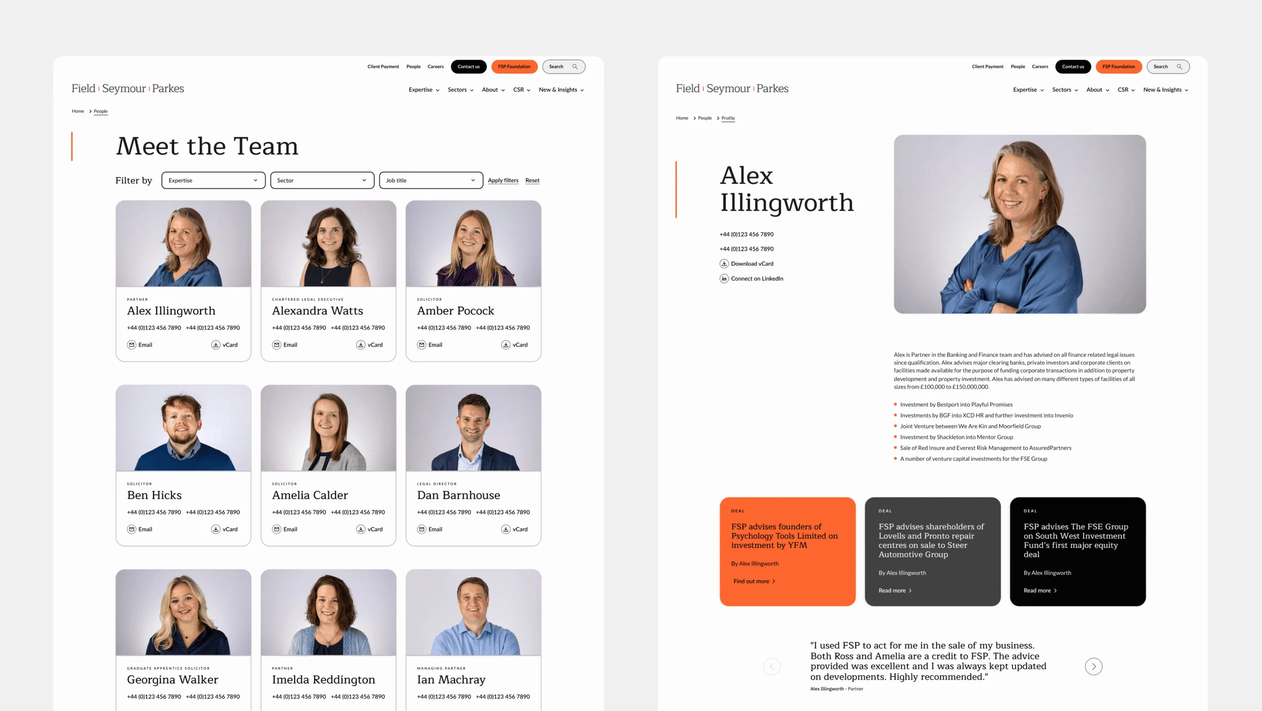 Meet the team pages