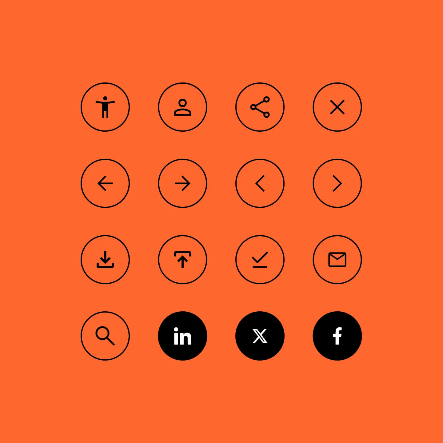 A grid of circular icons
