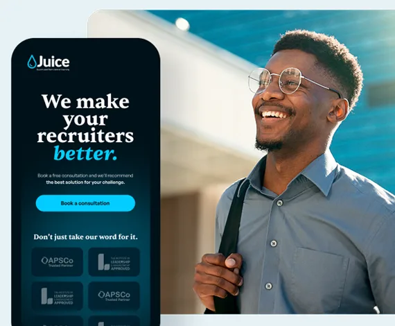 mobile screen and smiling man.