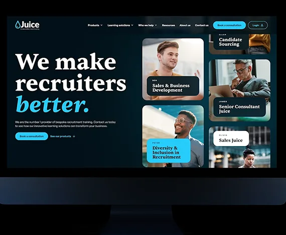 We make recruiters better - message on Recruitment Juice Home page