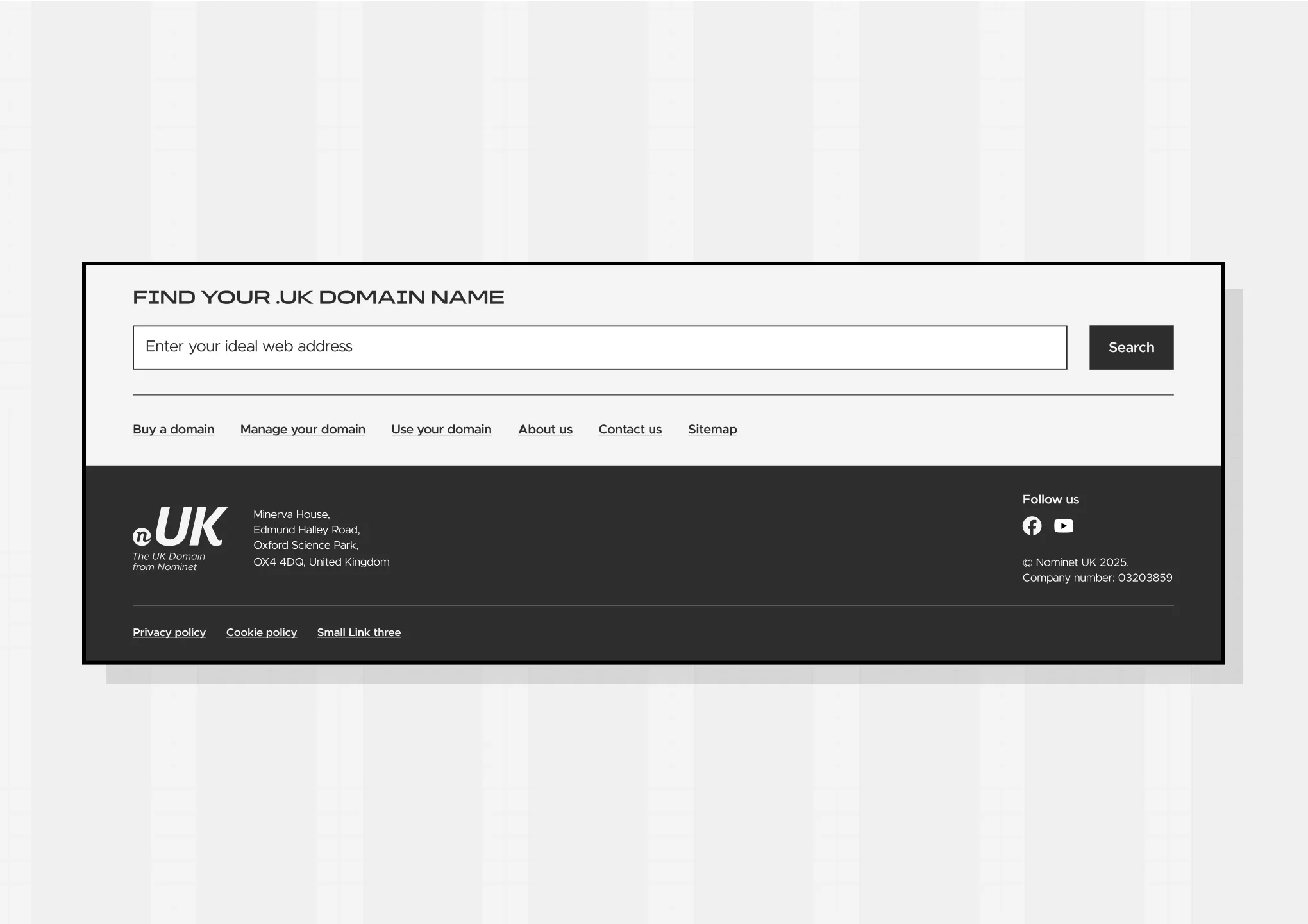 Footer design with search bar