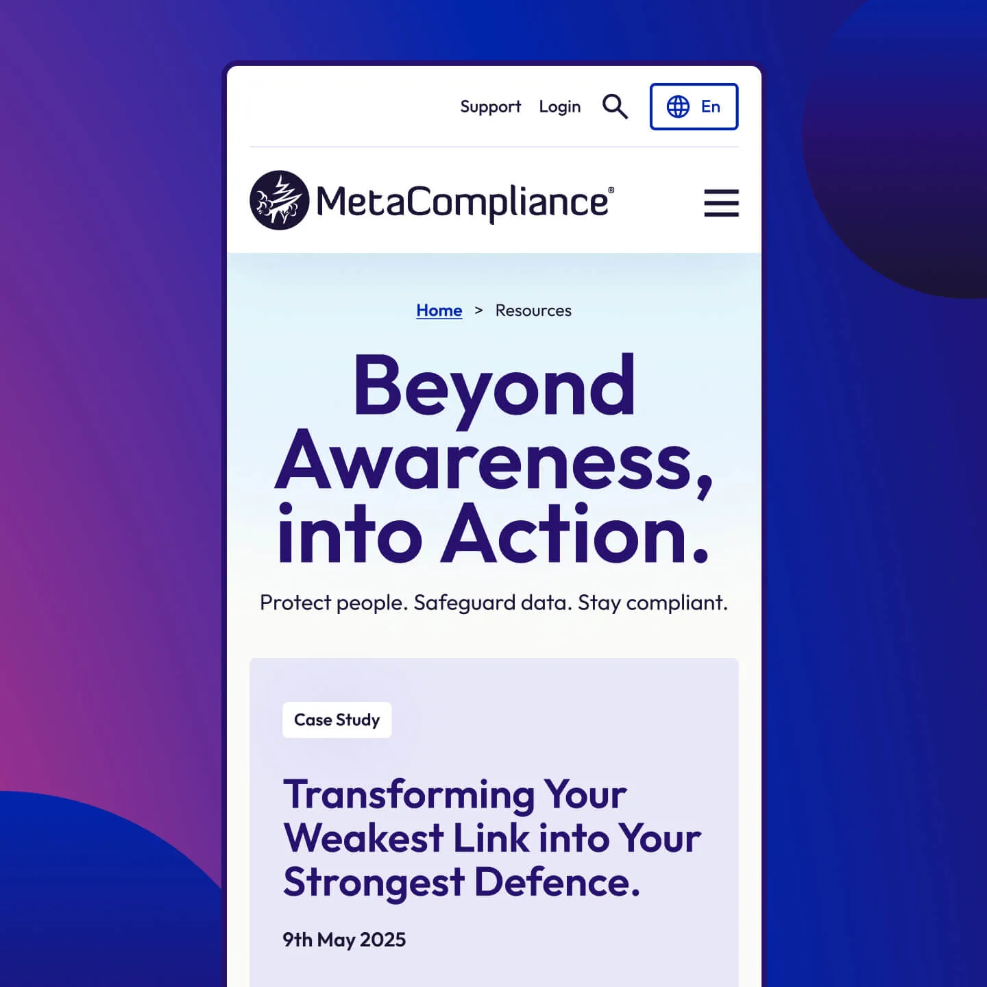 Hero section of a mobile page