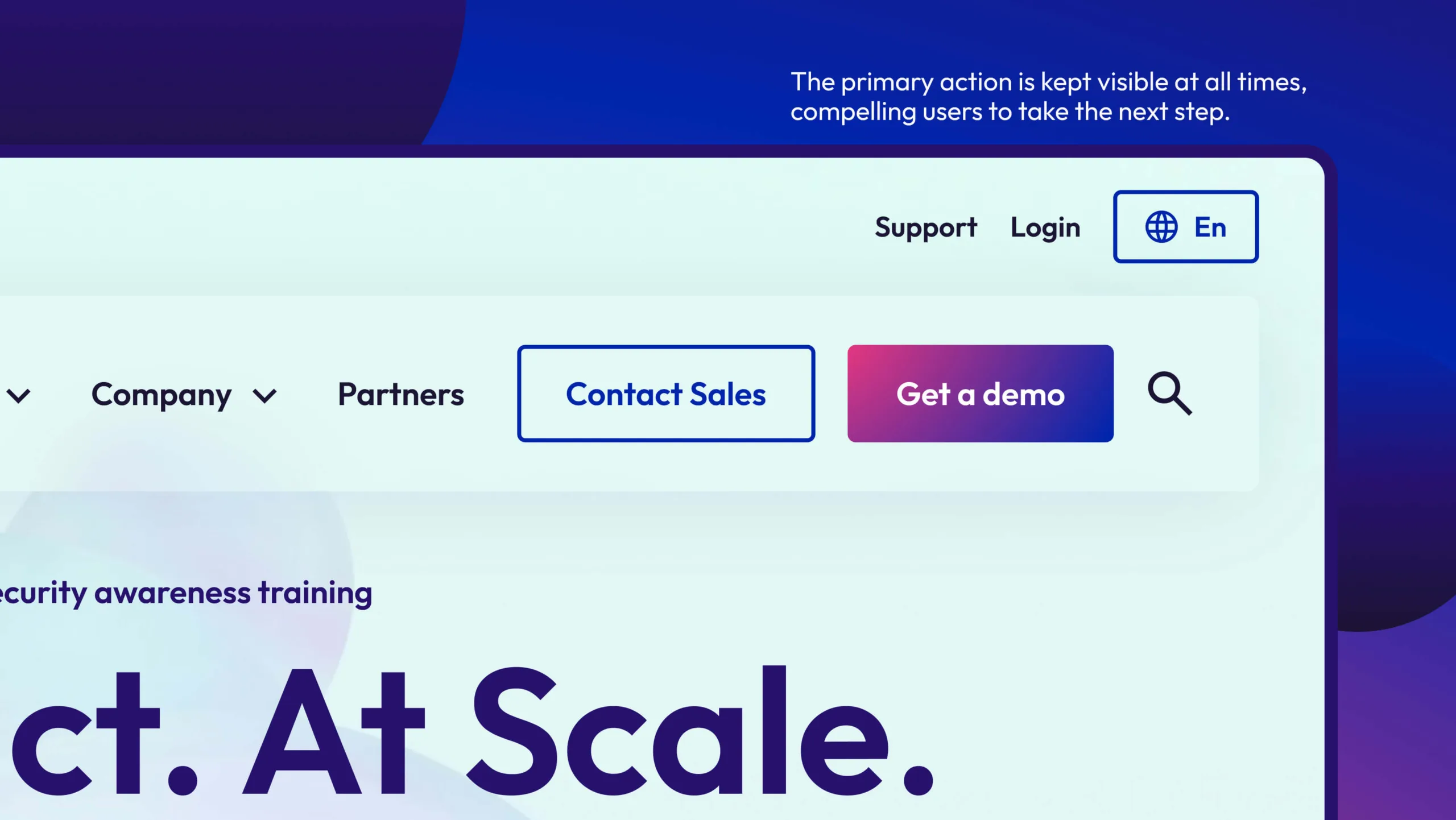 Close up detail of the Get a demo button