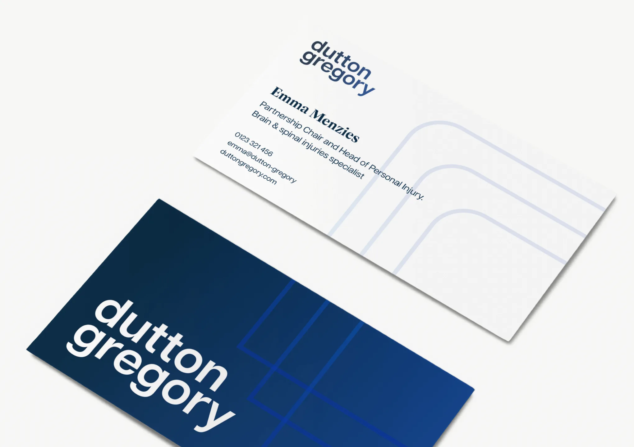 A design for a business card for Dutton Gregory