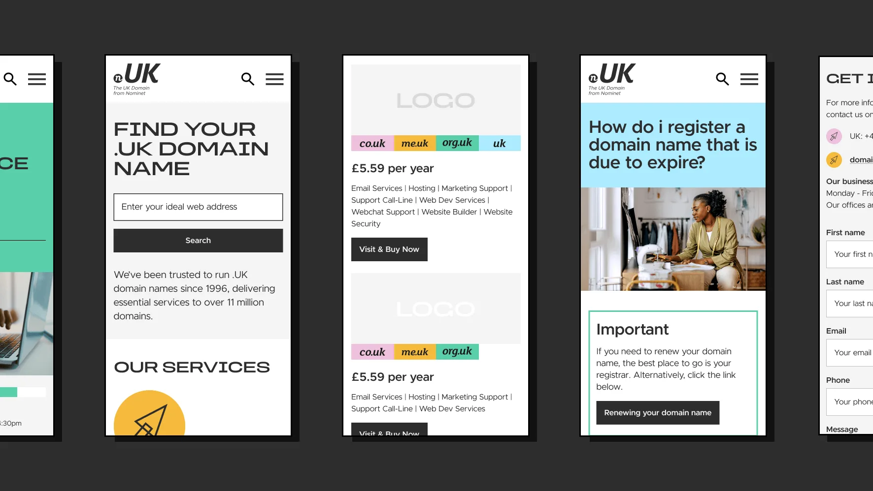 Showing the Nominet Website on different device sizes.