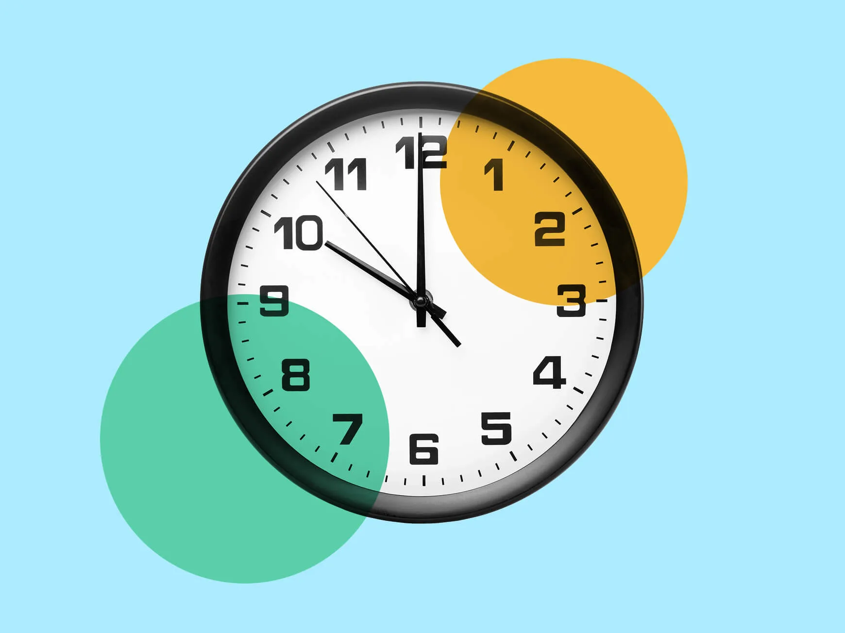 A clock with colourful circles around the edge.