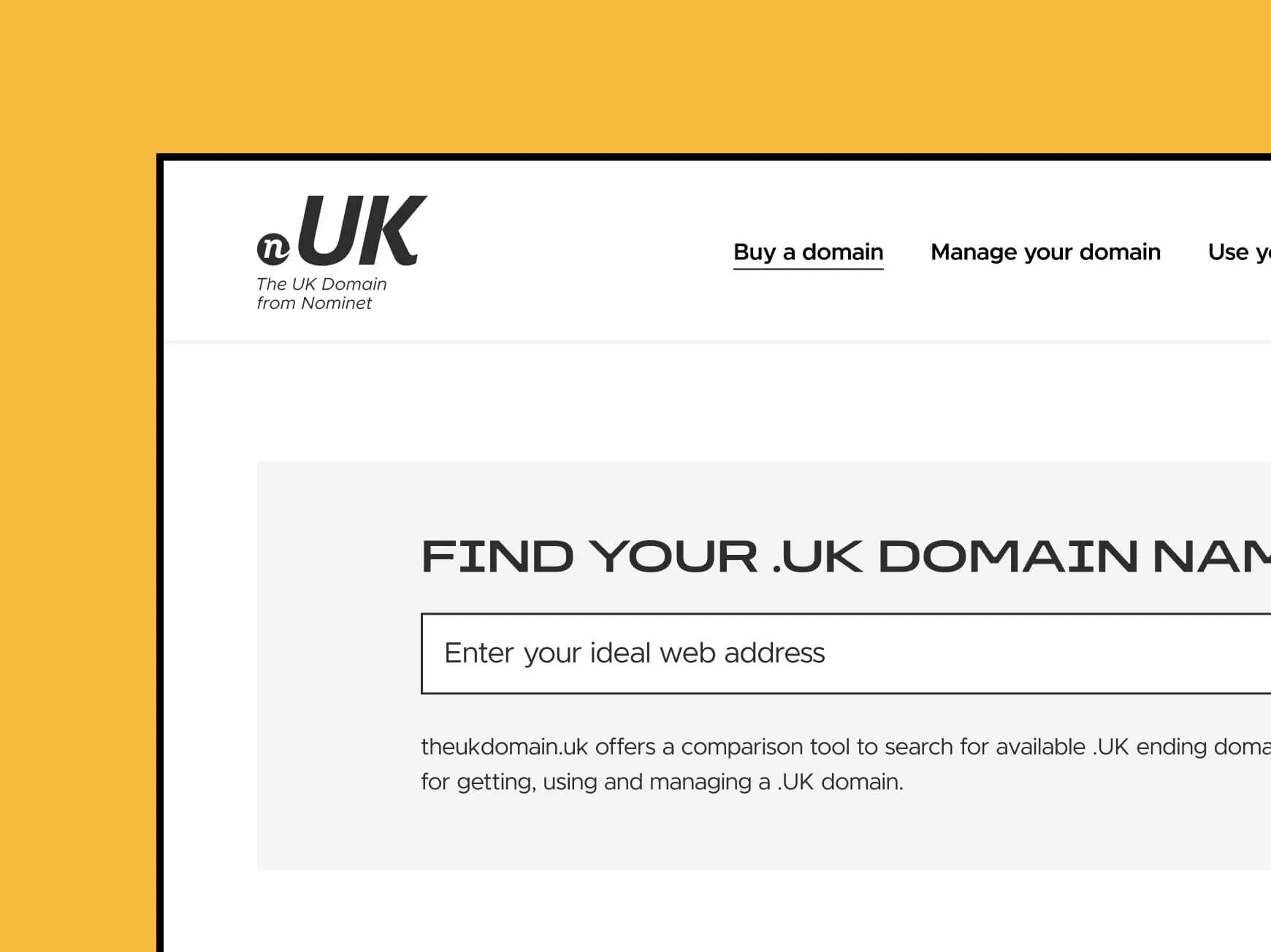 Showing the Nominet Website.