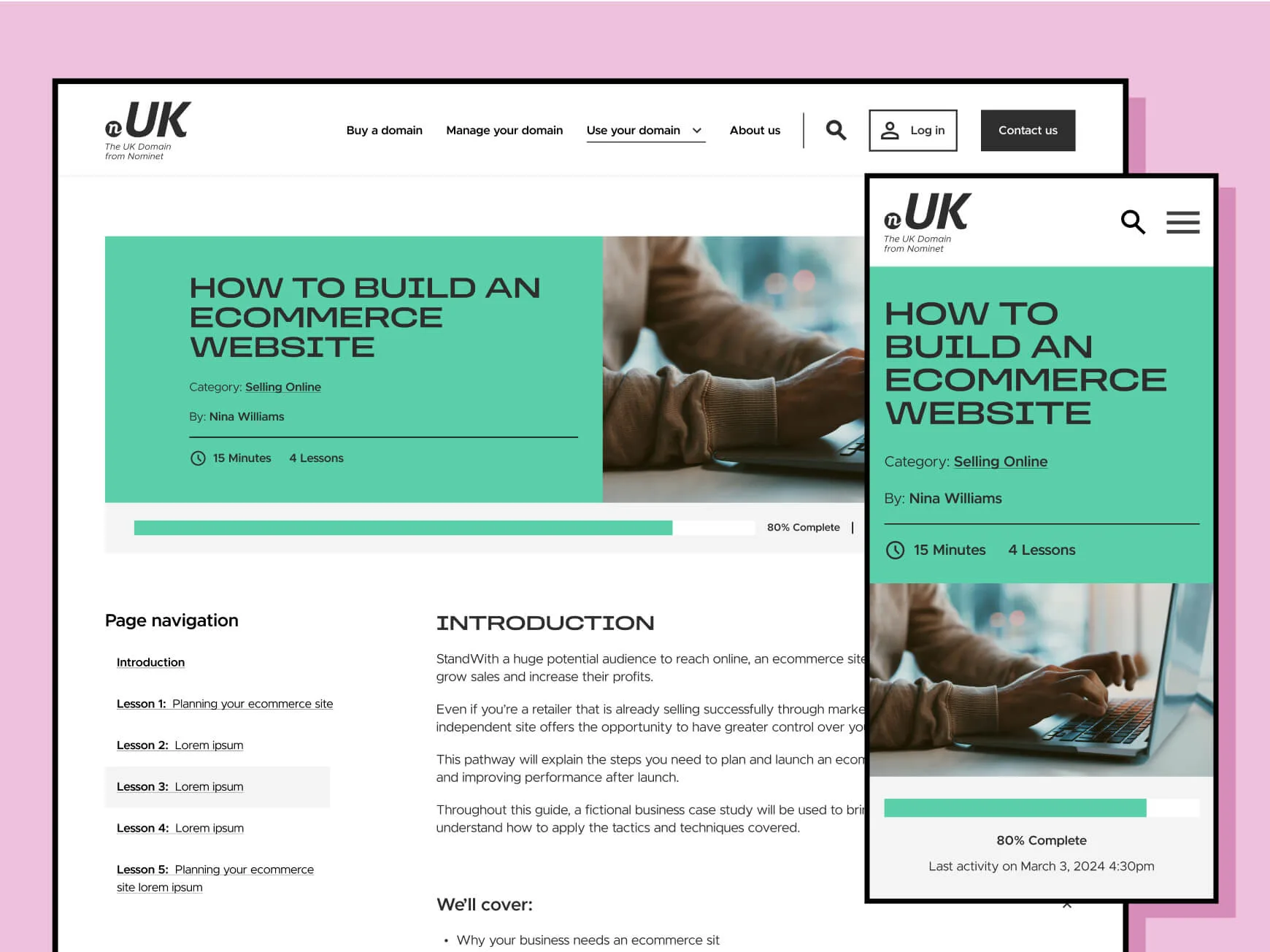 Showing the Nominet Website on different device sizes.