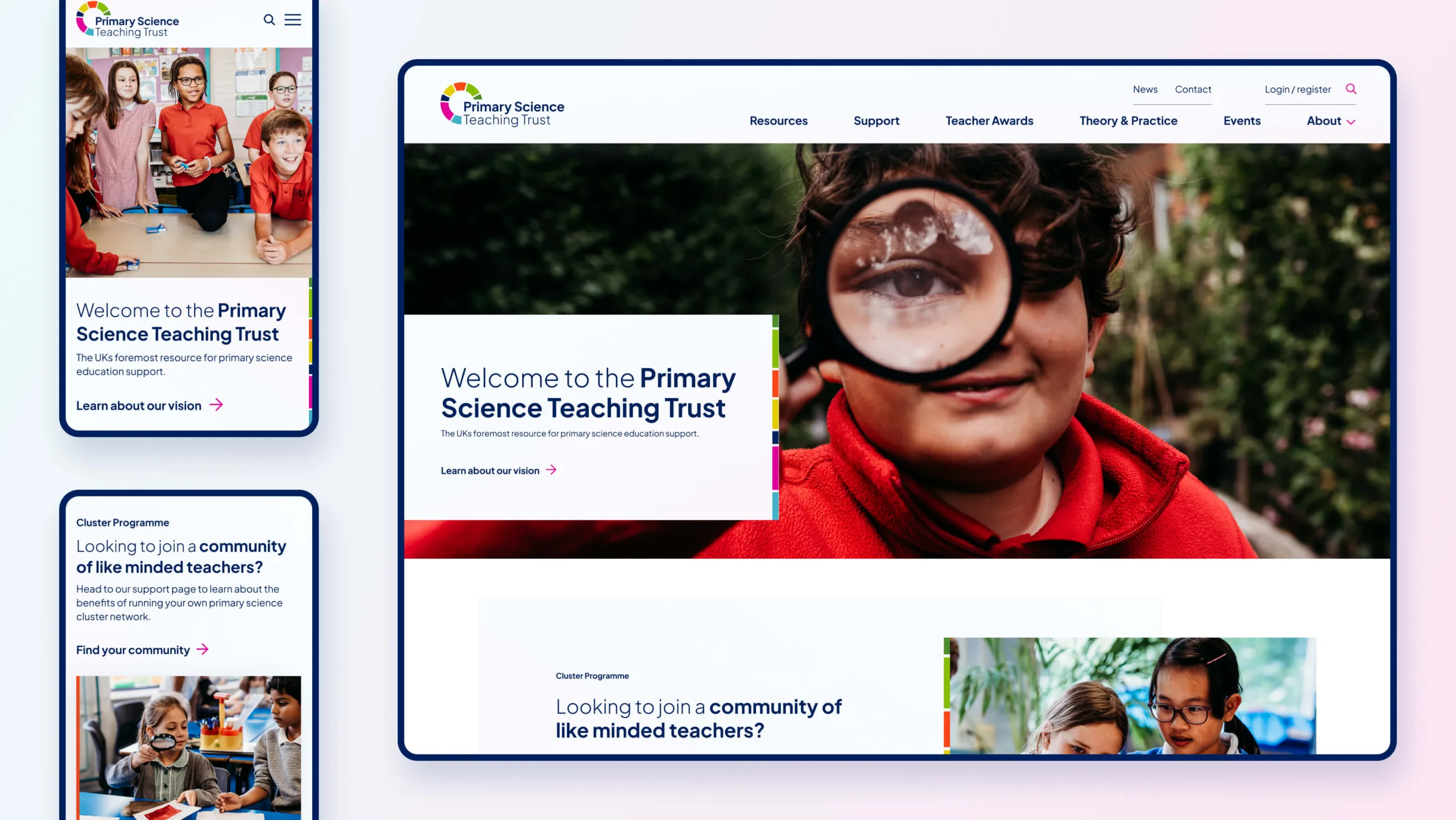 PSTT home page on tablet and phone screens