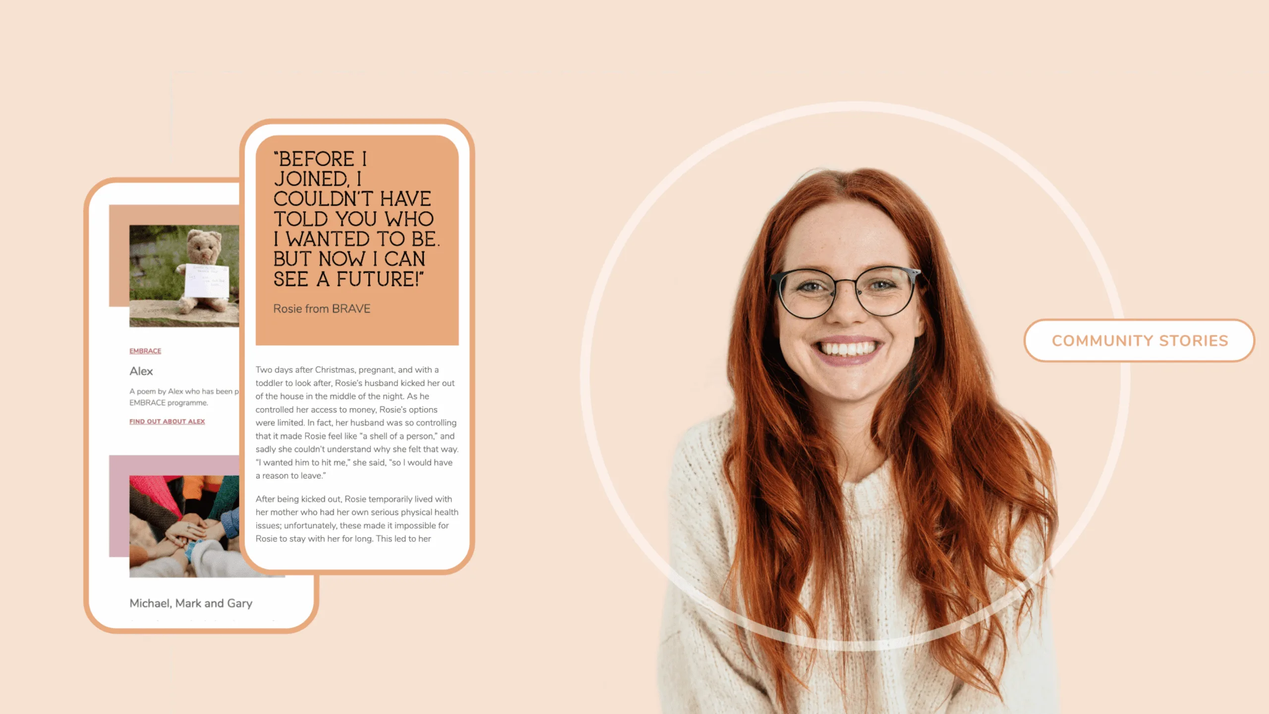 Two mobile devices and a woman.