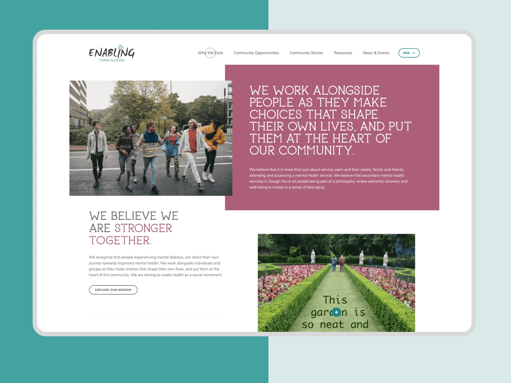 Tablet displaying homepage.