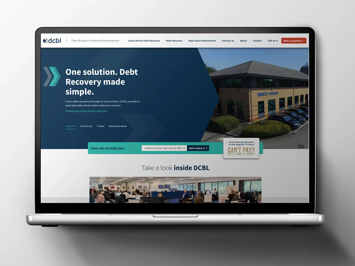 Laptop mockup of DCBL website