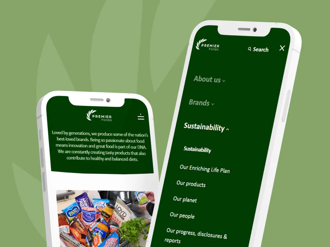 2 mobile phones on green background