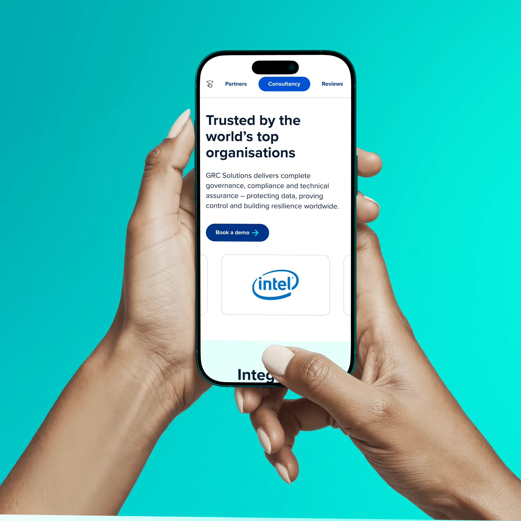 The website on a mobile device