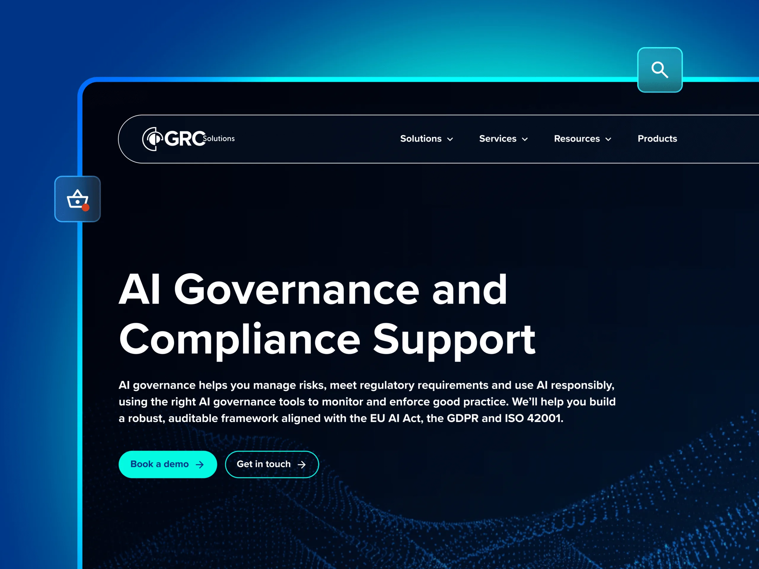 Showcasing the homepage on the GRC Solutions website.