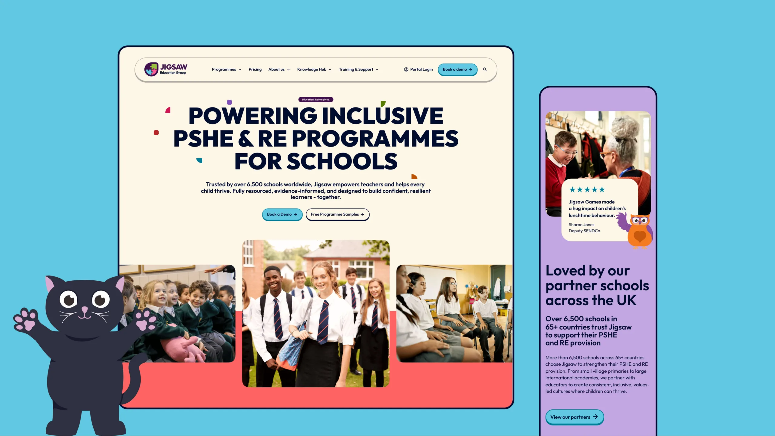 Showing the Jigsaw website on a desktop and mobile device.