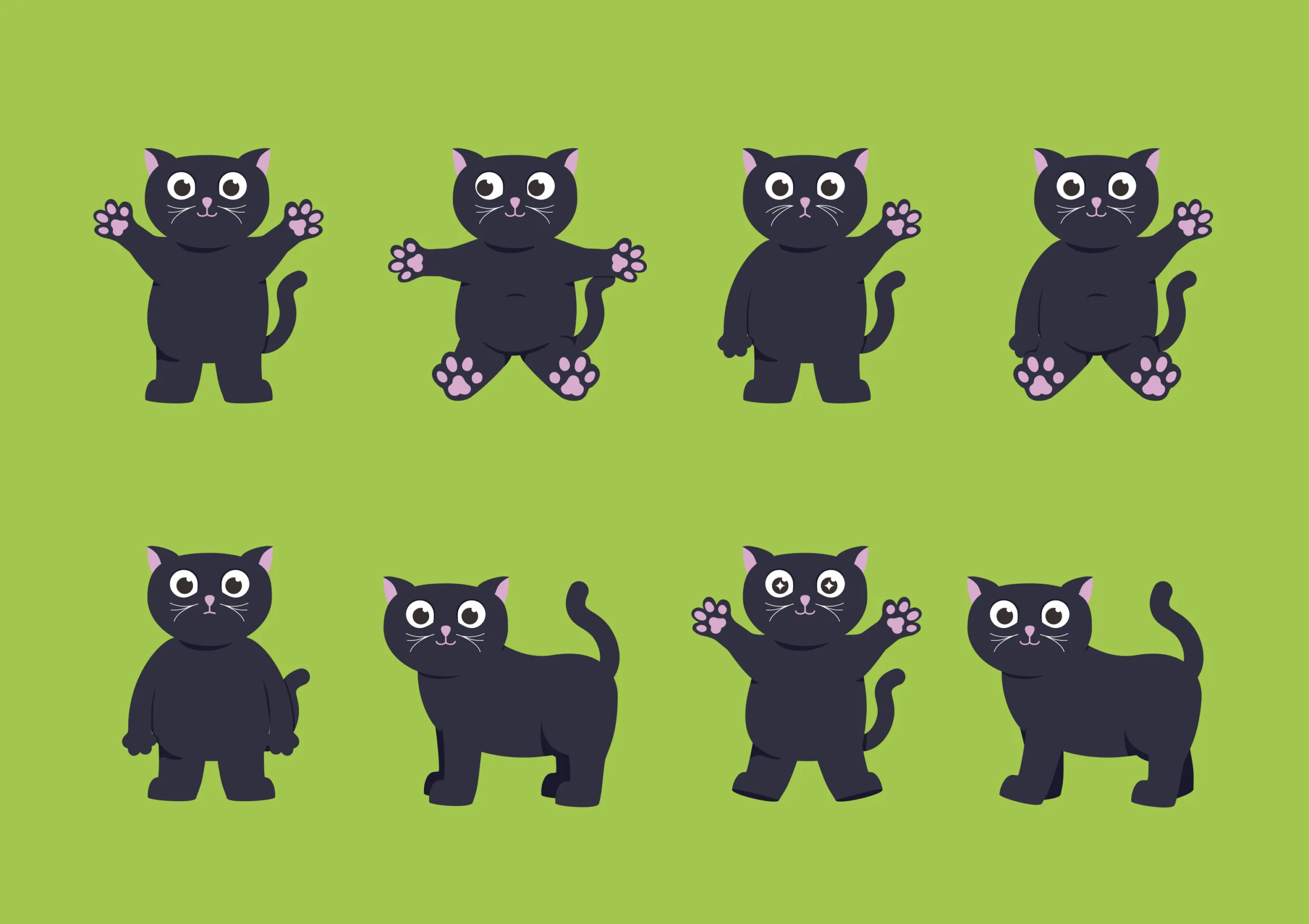 The different character positions of Jerry cat