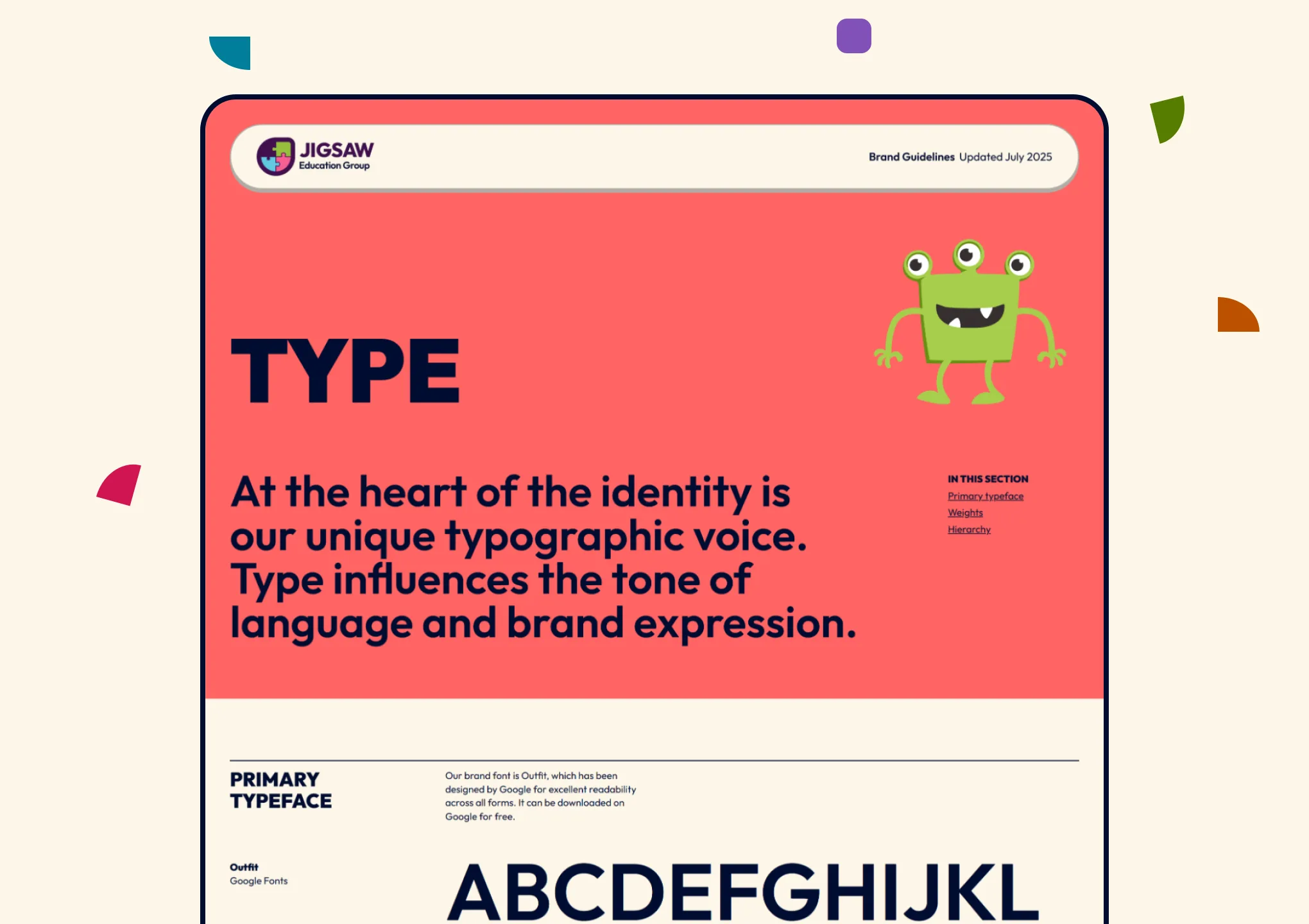 Showing the Jigsaw online brand guidelines