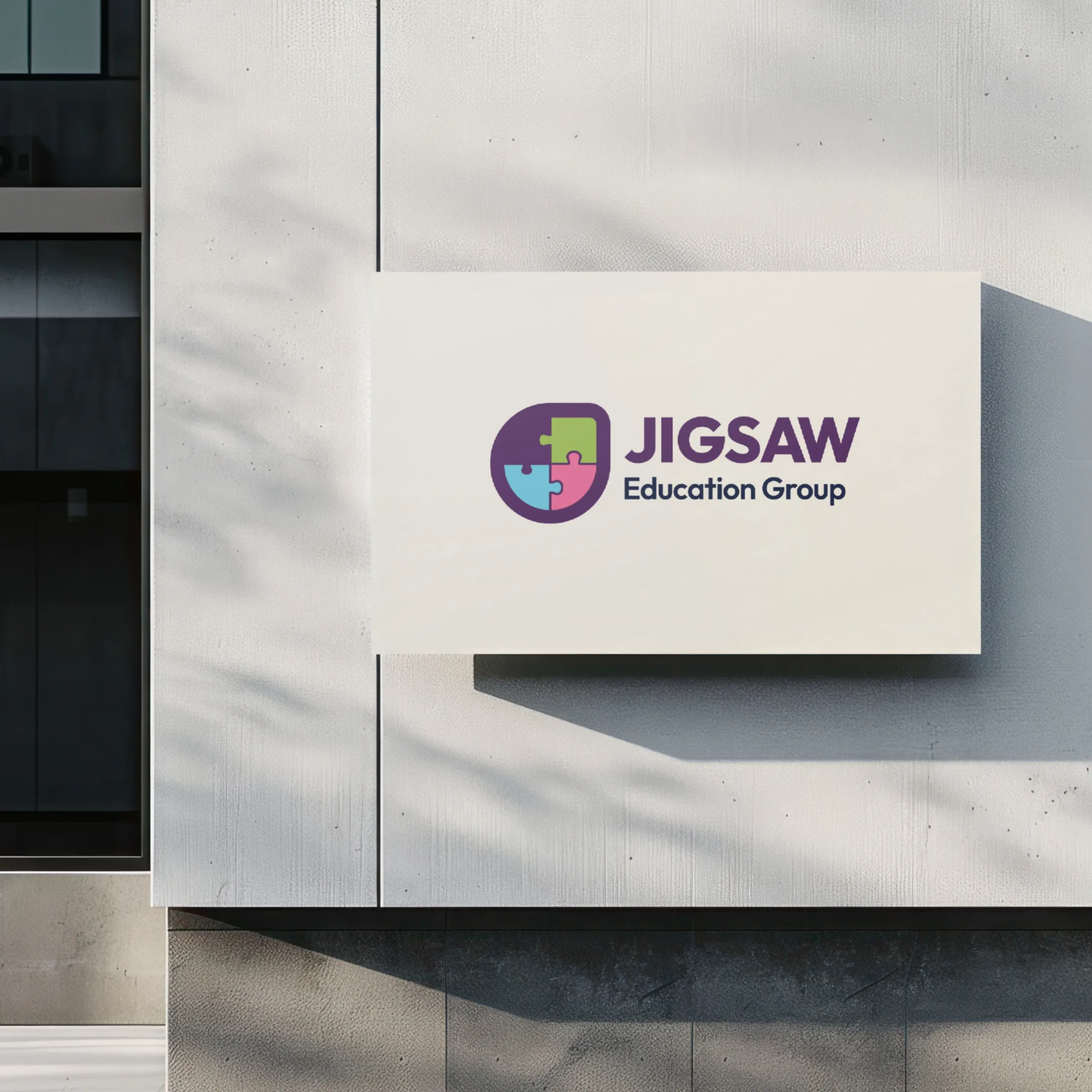 A building showing the Jigsaw logo