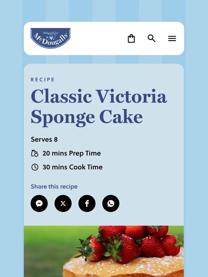 McDougalls Victoria Sponge recipe page.
