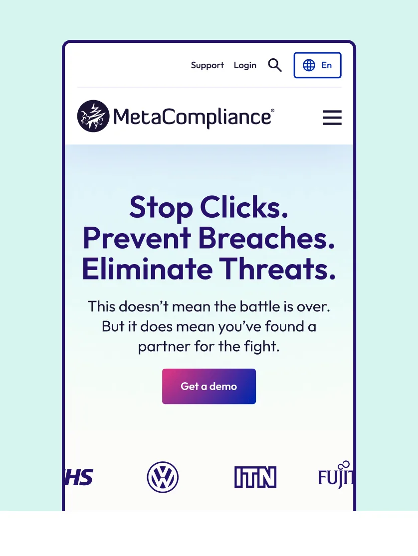 MetaCompliance mobile homepage