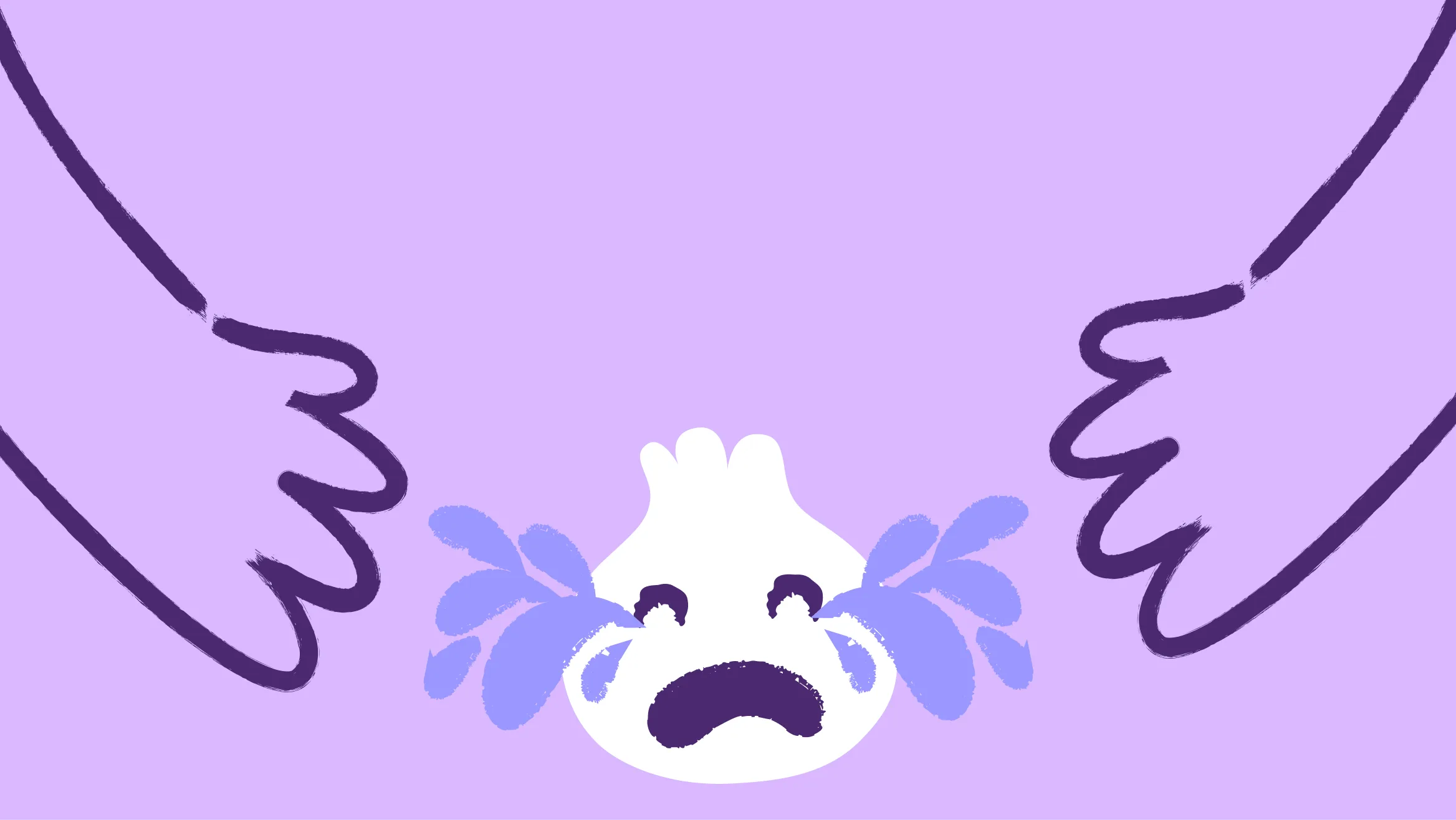 A small crying onion being reached for